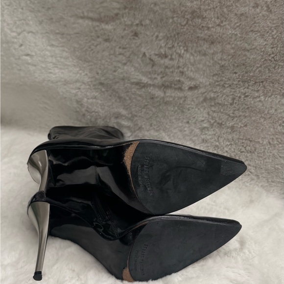 Stuart Weitzman Black Pattern Chain Ankle Boots Luxe Statement Size 7 - Picture 5 of 5
